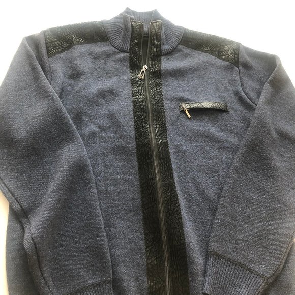 LEONARDO GAVINO Full zipper blue sweater - Picture 2 of 10